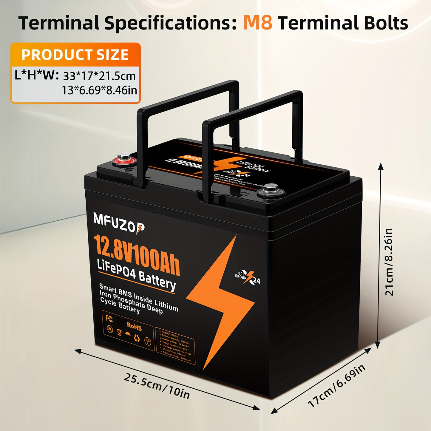 12V 100Ah LiFePO4 Accu – Lithium Batterij – Camper Accu – Boot Accu – Off-Grid Accu – Slimme Beveiliging – Lichtgewicht & Onderhoudsvrij