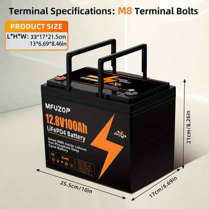 12V 100Ah LiFePO4 Accu – Lithium Batterij – Camper Accu – Boot Accu – Off-Grid Accu – Slimme Beveiliging – Lichtgewicht & Onderhoudsvrij