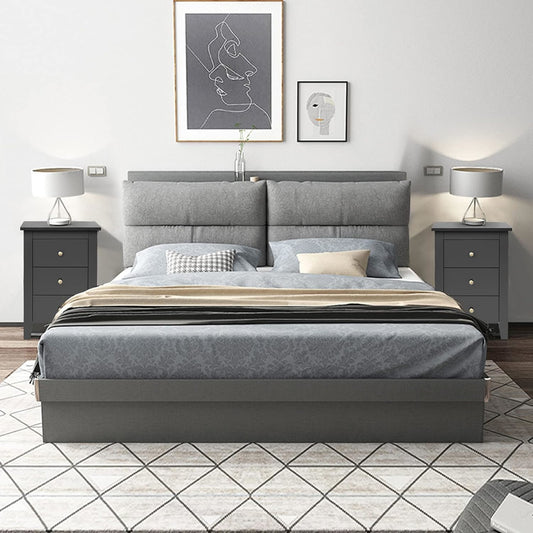 Nachtkastje – Nachtkastjes – Bijzettafel – Ladekast – Bedkast – Set Van 2 – 3 Lades – Metalen Stevige Constructie