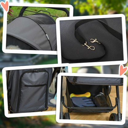 Huisdierwagen – Dierenwagen – Pet Stroller – Draagwagen – Reiswandelwagen – Lichtgewicht en Inklapbaar – All-Terrain Wielen met Remmen