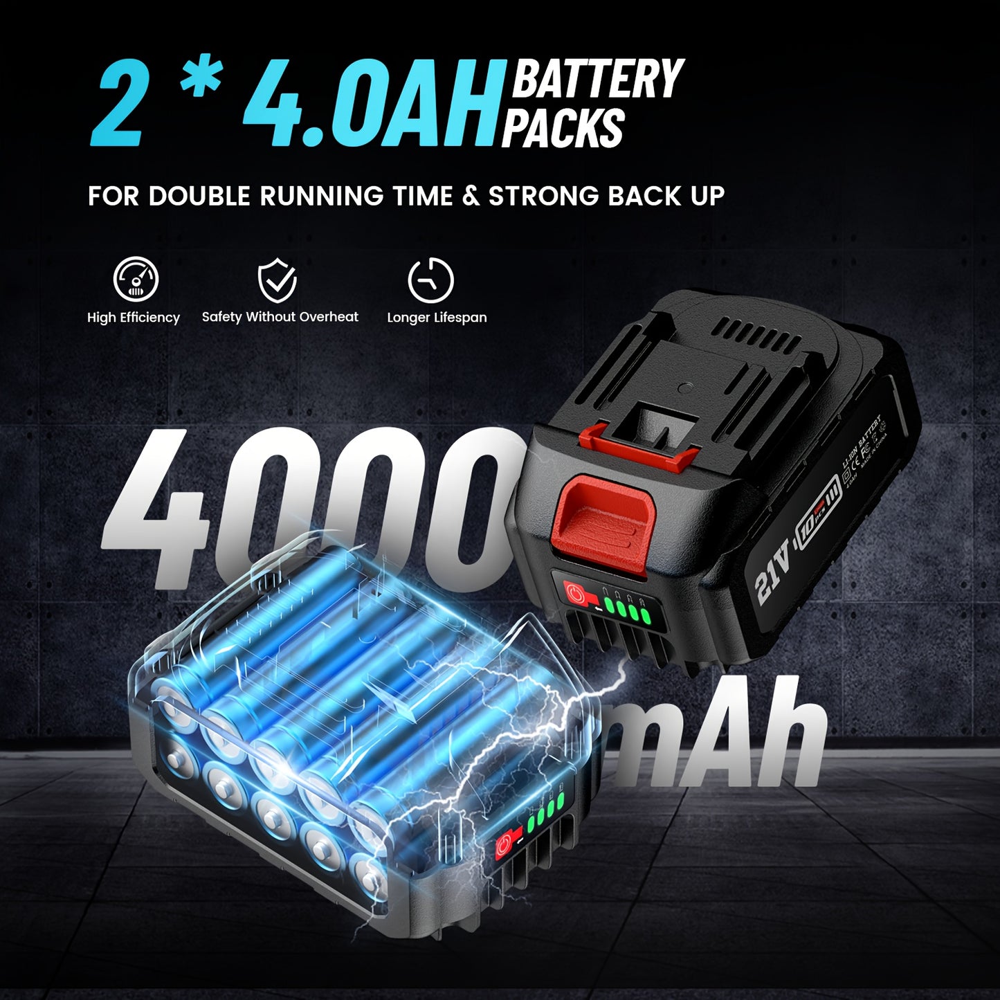 Accu Slagschroevendraaier – Slagschroevendraaier – Draadloze Slagschroevendraaier – Accuboormachine – 1000Nm Koppel – 4000 mAh Lithium-Ion Accu's