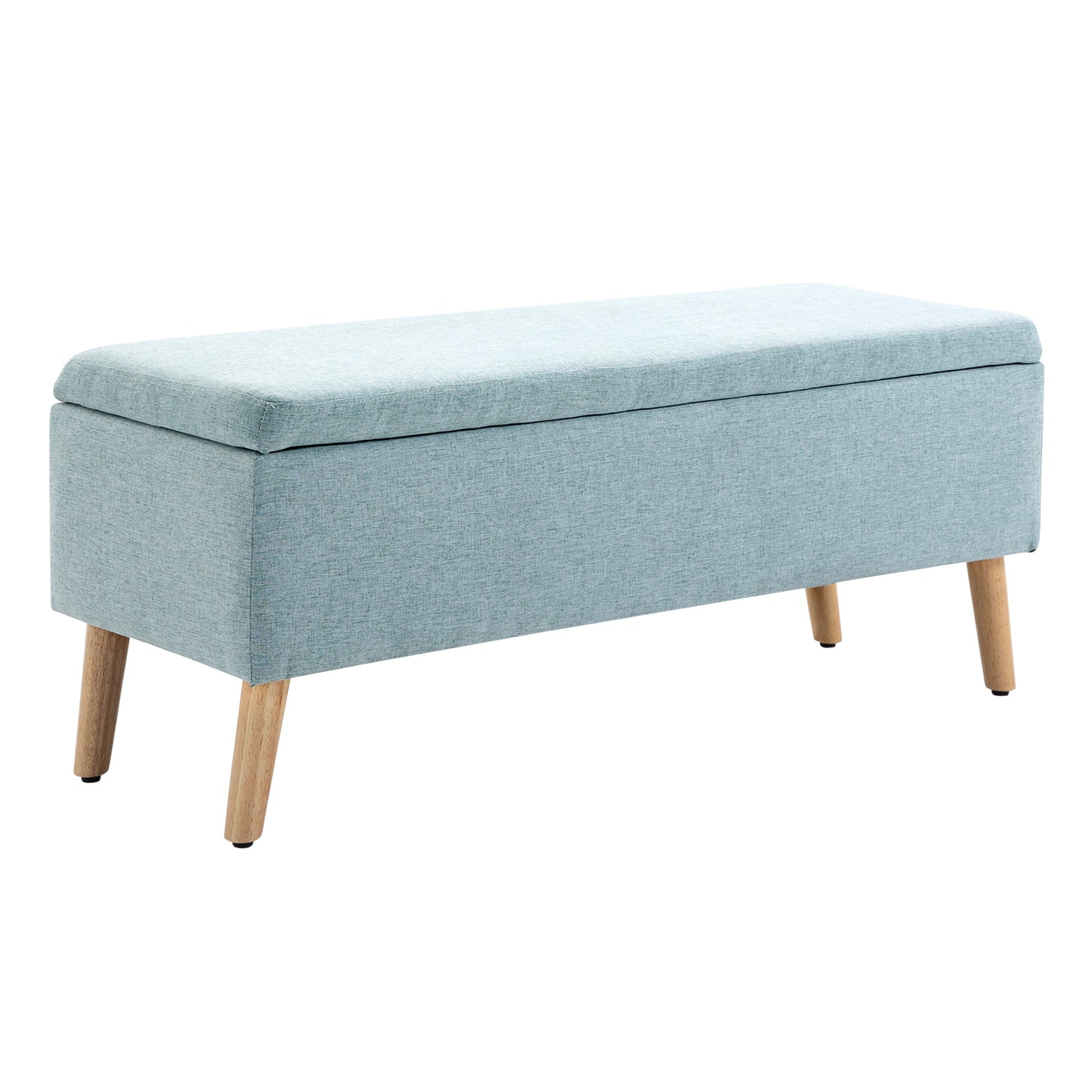 Opbergbank – Opbergbank – Bankje – Zitbank – Poef – Linnen-Look Kussen – Massief Houten Poten – 110x39x45 cm – Lichtgroen