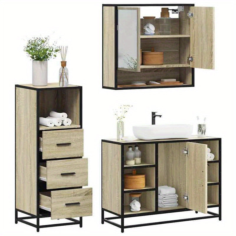 Badkamermeubelset – Badkamermeubels – Badkamerkast – Badkamermeubel – Meubelset – Sonoma Eiken – Duurzaam Hout – Compact Ontwerp