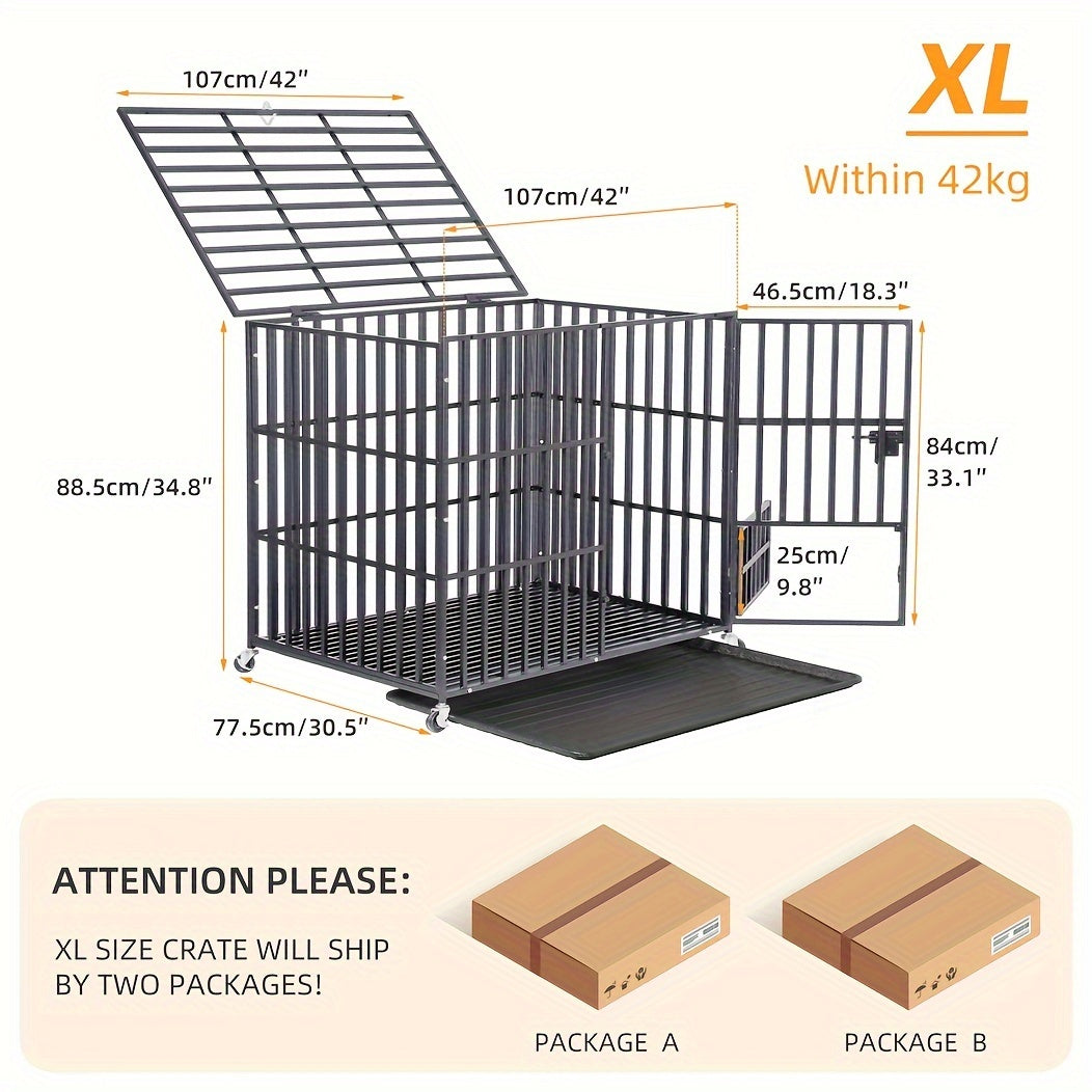 Hondenbench – Bench – Hondenkooi – Hondenhok – Hondenkrat – XL – Robuust Metalen Frame – Vergrendelbare Deuren & Ventilatiepanelen