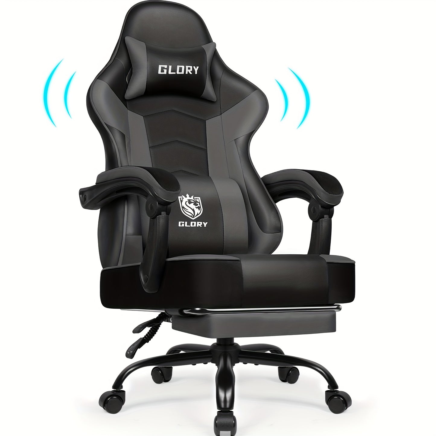 Gaming Chair with Footrest, Ergonomic Gaming Chair, Gaming Armchair with Adjustable Lumbar Cushion Equipped with An Adjustable Lumbar Support And Headrest, 360° Swivel And Designed for A Weight Of Up to 200kg.