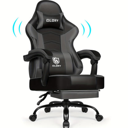 Gaming Chair with Footrest, Ergonomic Gaming Chair, Gaming Armchair with Adjustable Lumbar Cushion Equipped with An Adjustable Lumbar Support And Headrest, 360° Swivel And Designed for A Weight Of Up to 200kg.