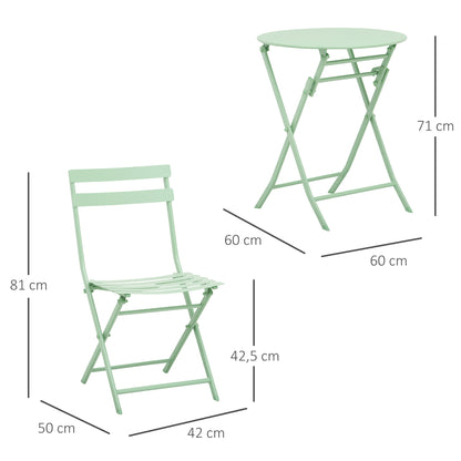 3-Delige Tuinset – Balkonset – Bistroset – Inklapbare Tuinmeubels – Tuinstoelen – Groen – compact & inklapbaar – duurzaam gepoedercoat metaal