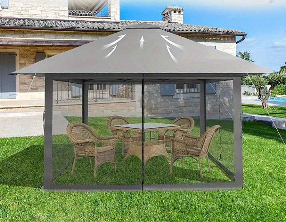 Instant Pop-Up Tent – Partytent – Tuinkamer – Terrastent – Zonnescherm – Donkergrijs – Verstelbare Hoogte – Inklapbare Wieltas
