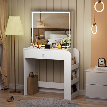 Makeuptafel – Kaptafel – Cosmeticatafel – Make-uptafel – Schminktafel – Schuifspiegel – Verborgen Opbergruimte – Groot Lade- en Vaksysteem – Wit – 81,2x40x135 cm