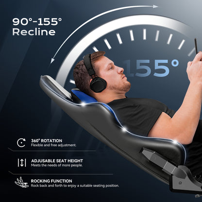 Gamestoel – Gaming Stoel – Game Stoel – Gaming Chair – Bureaustoel – Ergonomisch Ontwerp – Verstelbare Rugleuning & Hoogte – PU Leder – 360° Draaibaar – Met Lenden- & Hoofdsteun