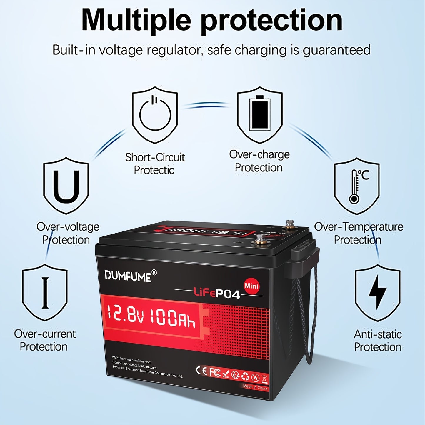 Lithium Accu – LiFePO4 Batterij – Elektrische Accu – Camper Accu – Boot Accu – 12V 100Ah – 100A BMS Bescherming – 1280W Hoog Vermogen – 6000 Levensduur Cycli