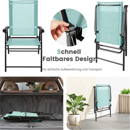 Tuinstoelen – Tuinmeubelen – Balkonstoelen – Inklapbare Stoelen – Terrasstoelen – Mintgroen – Weerbestendig Stof – Stevig Metalen Frame