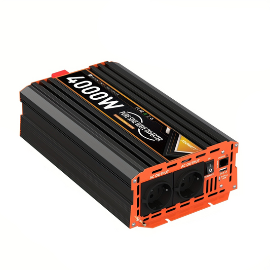 Draagbare Spanningsomzetter – Auto Omvormer – DC naar AC Converter – 12V 24V Inverter – 230V Stroomvoorziening – 2000W Continu Vermogen – Pure Sinusgolf Met LCD Display