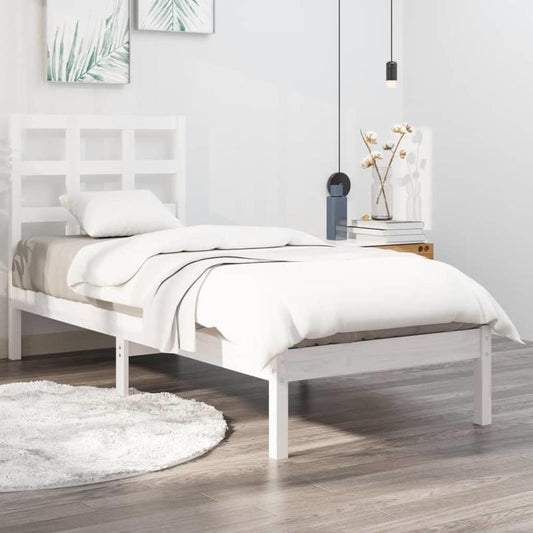 solid wood bed White 90x190cm Practical Removable