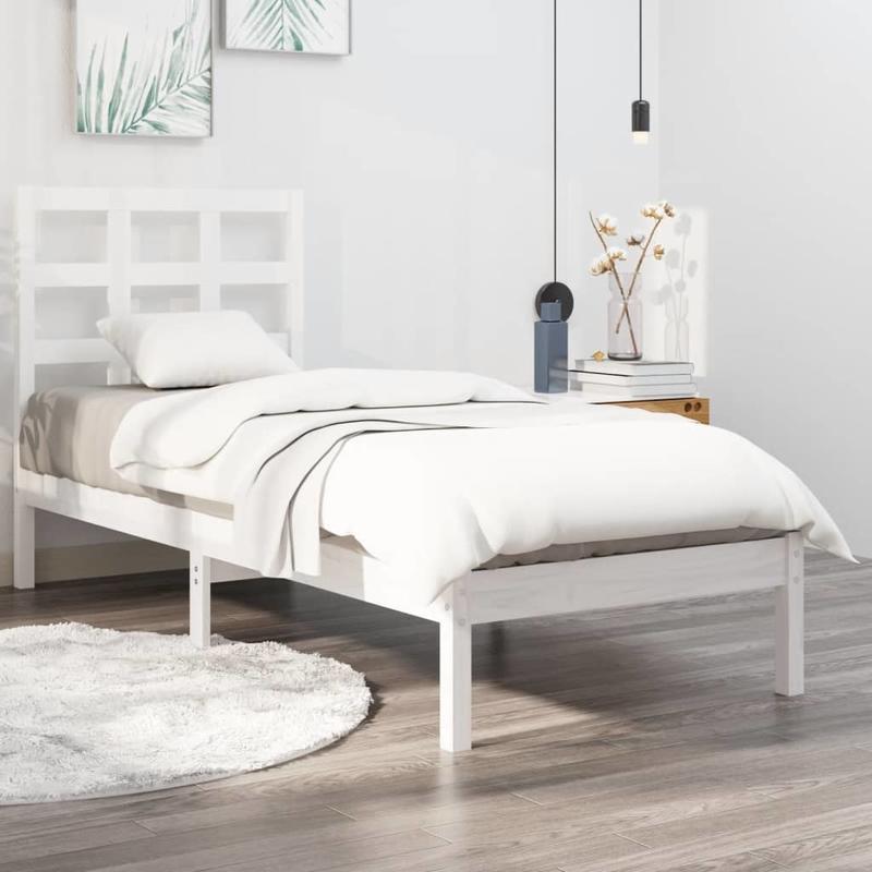 solid wood bed White 90x190cm Practical Removable