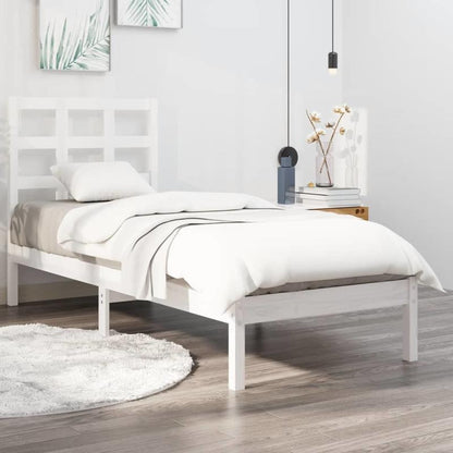 solid wood bed White 90x190cm Practical Removable