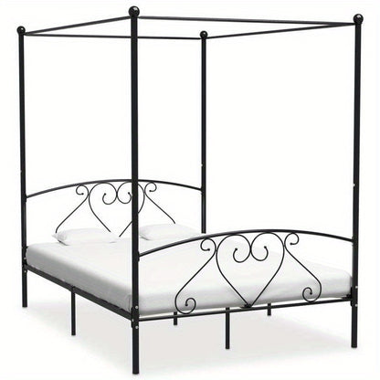 Ledikant – Babybed – Kinderbed – Meegroeibed – Peuterbed – Zwart Metaal – 160x200 cm – Stevig & Tijdloos Design