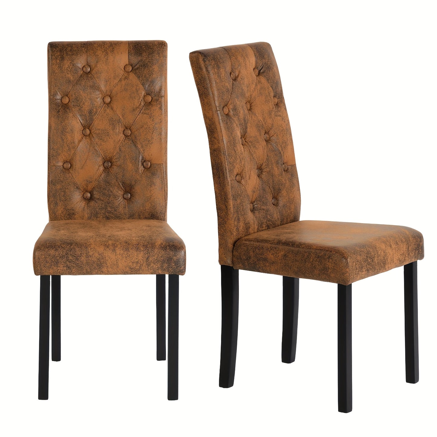 Eetkamerstoelen – Stoelen – Dining Stoelen – Keukenstoelen – Zitmeubels – 2-delige Set – Suède Bekleding Met Knopen – Stevige Houten Poten