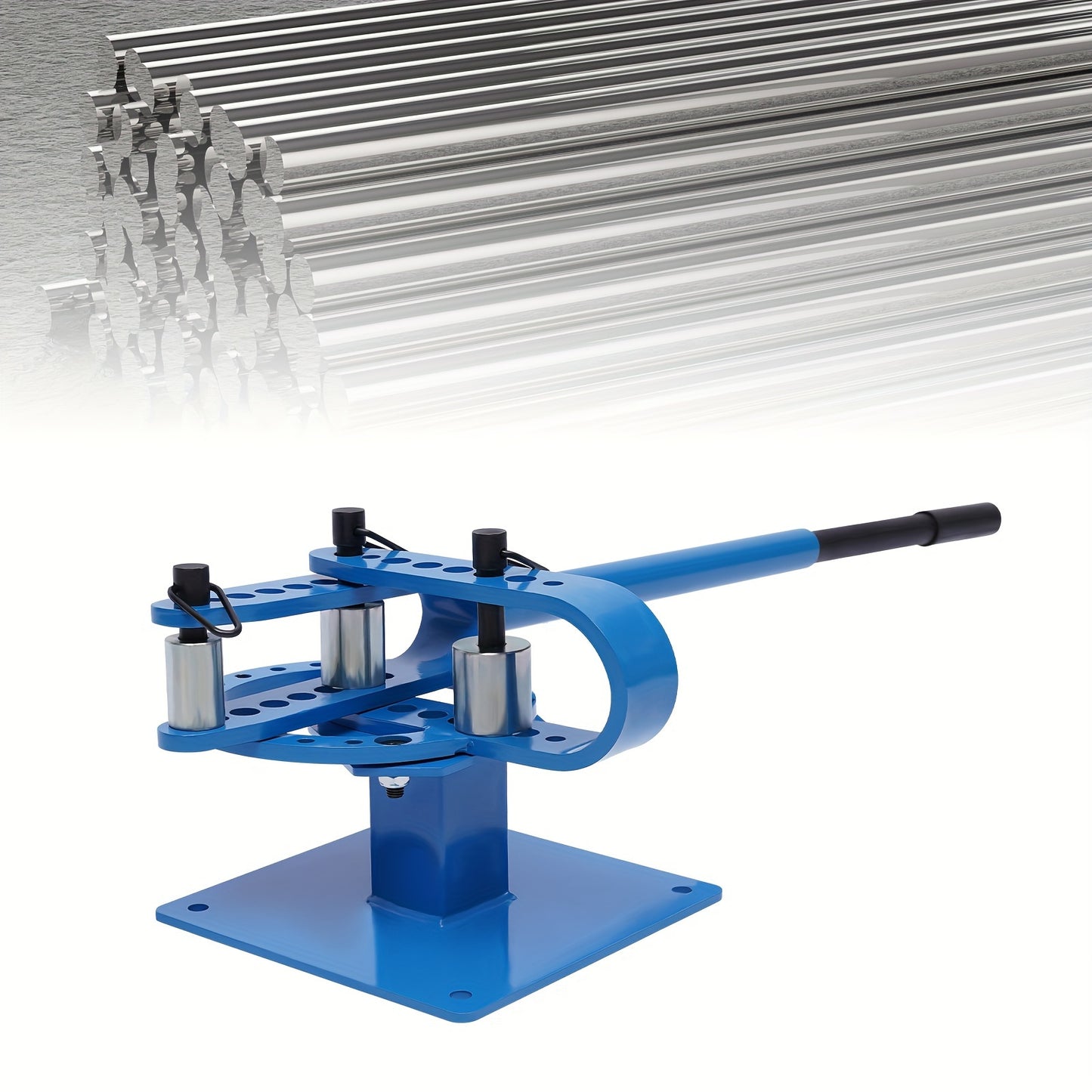 Handmatige Buigmachine – Buizenbuiger – Pijpbuiger – Metalen Buigen – Staven Buigen – Blauw – Telescopisch Handvat 112 cm – 7 Verwisselbare Buigmatrijzen 25-75 mm