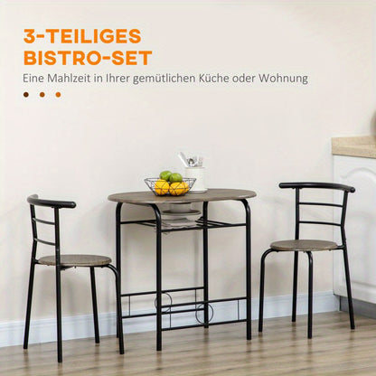 Bistroset – Tuinset – Balkonset – Eettafelset – Stoelenset – Zwart – Compact Ontwerp – MDF Tafel Met Metalen Frame