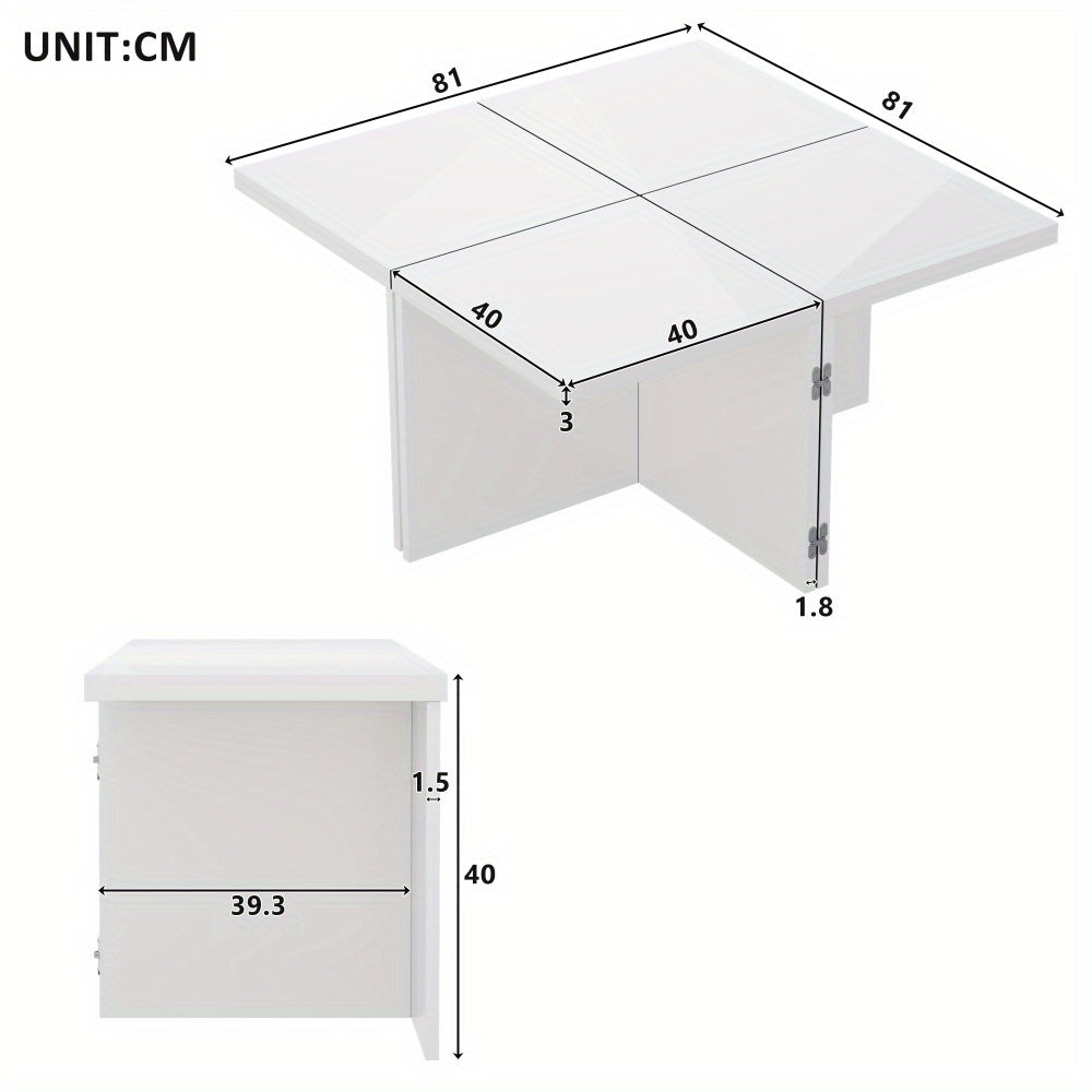Coffee table, DIY coffee table, High-gloss table top, Free combination, The collection consists of four small tables with dimensions of 81 x 81 x 40cm to satisfy your DIY pleasure and enhance your life!