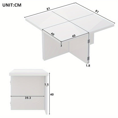Coffee table, DIY coffee table, High-gloss table top, Free combination, The collection consists of four small tables with dimensions of 81 x 81 x 40cm to satisfy your DIY pleasure and enhance your life!