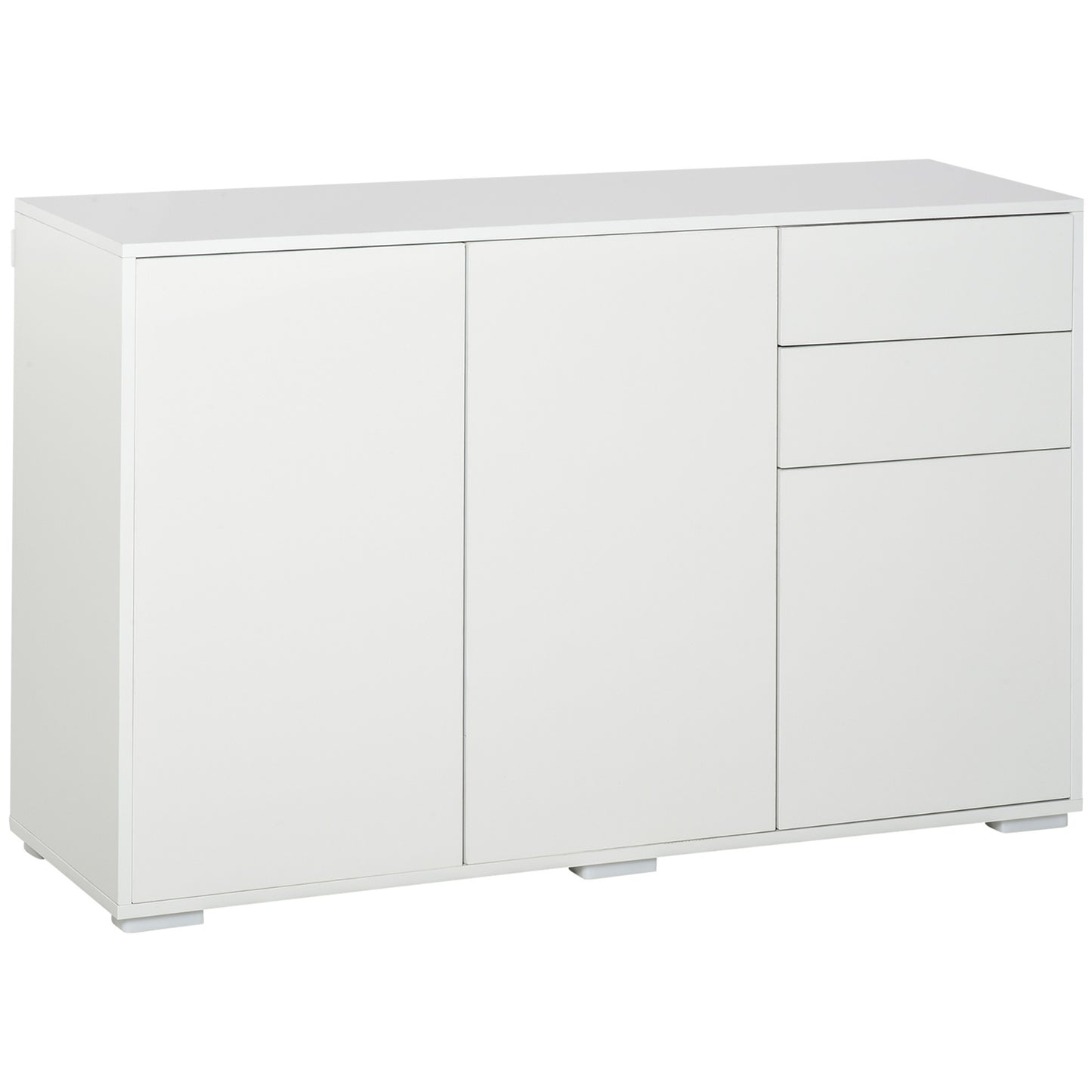 Dressoir – Opbergkast – Ladekast – Buffetkast – Woonkamerkast – Wit – 3 Deuren & 2 Schuifladen – Verstelbare Plank – Spaanplaat