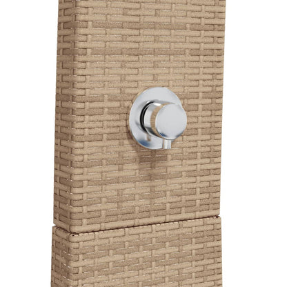 Buitendouche – Tuindouche – Vrijstaande Douche – Zwembad Douche – Outdoor Shower – Weerbestendig PE Rattan – Stevige Acaciahouten Basis Grijs
