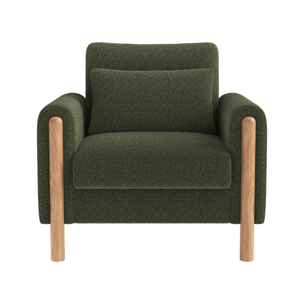 Fauteuil – Loungestoel – Relaxstoel – Zetel – Stoel – Groene Pluche Bekleding – Duurzaam Niet-Houten Frame