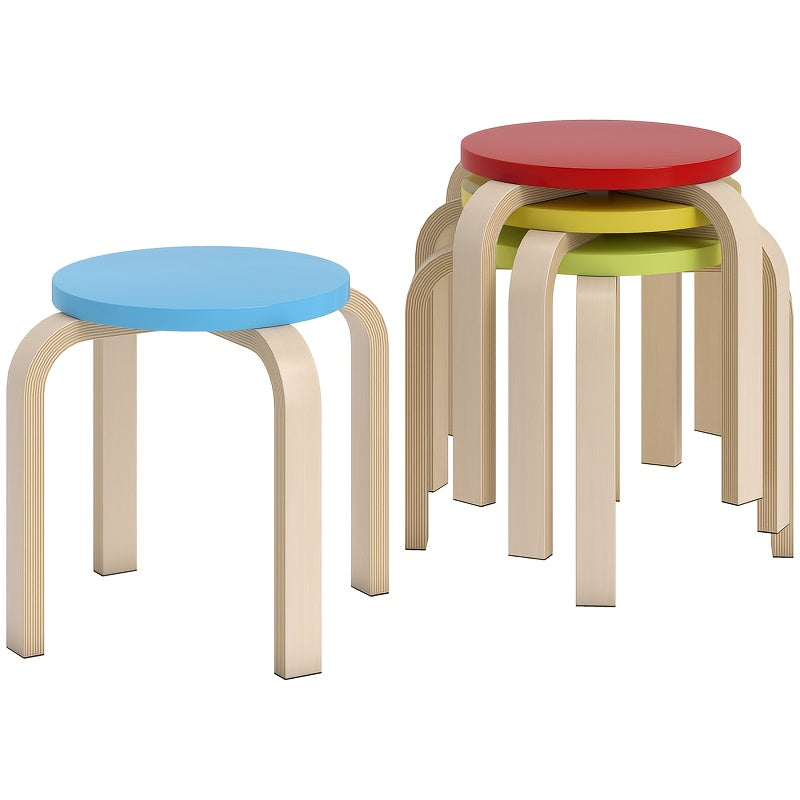 4pcs Dining Chairs, Stacking Stools, Coffee Table Stools,  Stools, Space Saving, with Footrests, Painted, Colorful, Kitchen Stools, Stools For Kitchen Counter, Counter Height Bar Stools, Kitchen Bar Stools, Kitchen Stool, Com