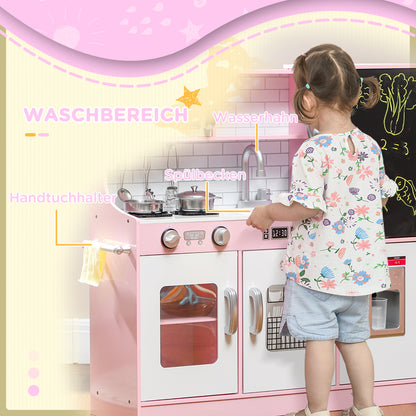 Speelkeuken – Speelkeukentje – Kinderkeuken – Speelgoedkeuken – Keukentje Roze – Inclusief Krijtbord – Accessoires – Afmetingen 83,8x26,8x81 cm