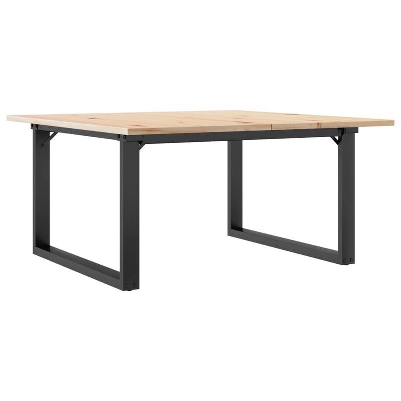 Salontafel – Koffietafel – Woonkamertafel – Bijzettafel – Tafeltje – Industrieel Design – Massief Dennehouten Blad – Stabiel Metalen O-Frame – 90x90x45 cm – Eenvoudige Montage