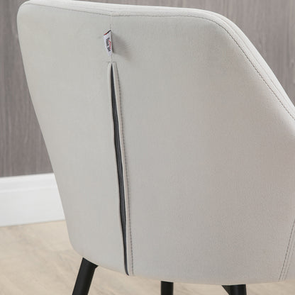 Eetkamerstoel – Stoel – Dining Chair – Stoel Met Rugleuning – Velours Stoel – Set van 2 – Lichtgrijs – Fluwelen Bekleding – Stalen Poten – Ergonomisch Design – 54x57x80 cm