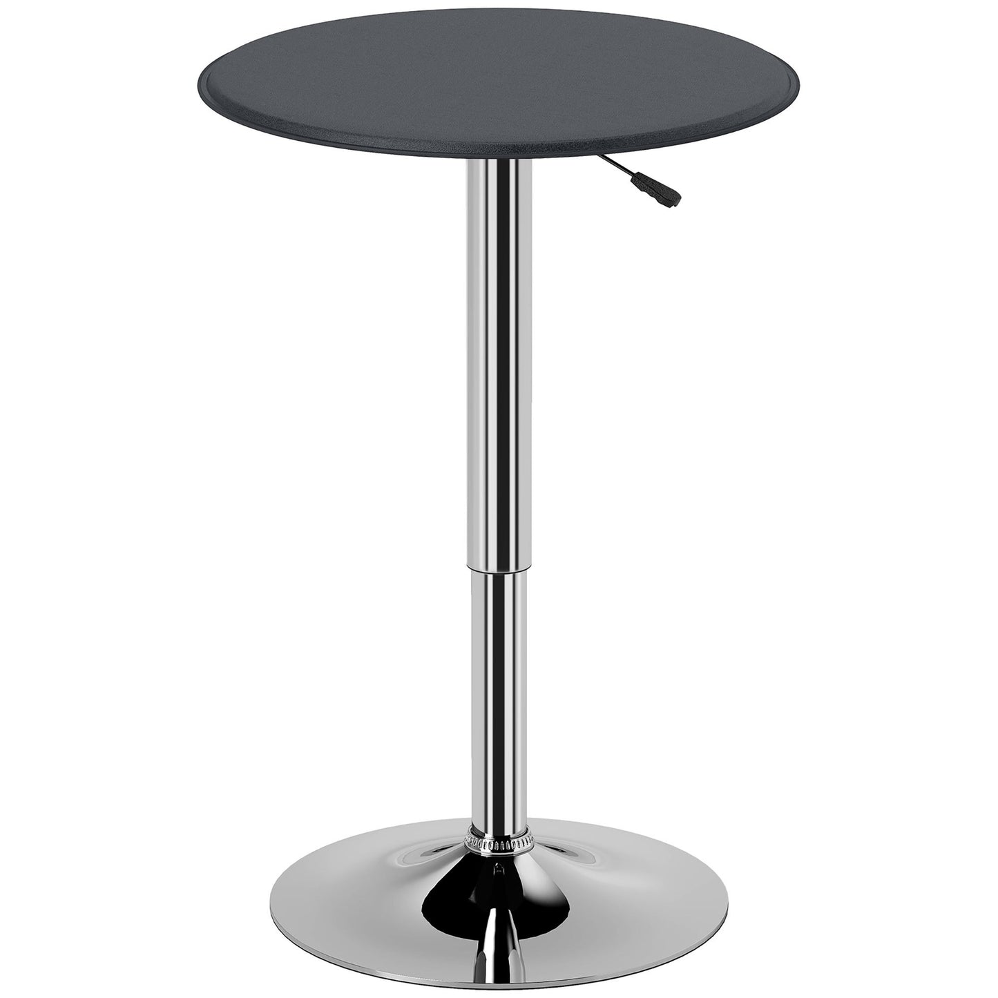 Bartafel – Bar Tafel – Statafel – Hoge Tafel – Bistrotafel – Verstelbare Hoogte – Zwart Kunstleer & Zilver Frame