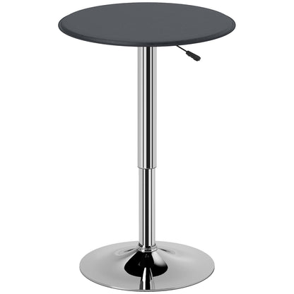 Bartafel – Bar Tafel – Statafel – Hoge Tafel – Bistrotafel – Verstelbare Hoogte – Zwart Kunstleer & Zilver Frame