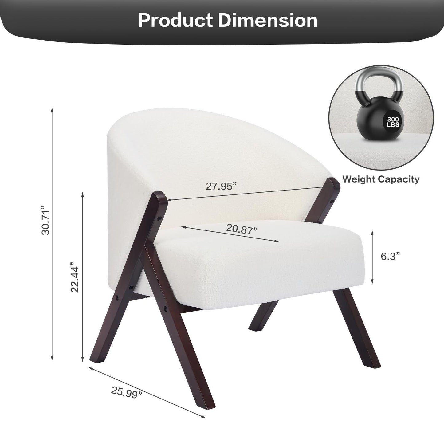 Easy Assembly Lounge Chair - Minimalist Upholstered (No Soft) Reading Side Chair Suitable for Bedroom & Living Room, Wood Frame, Compact, Easy Maintenance, Comfortable Seating