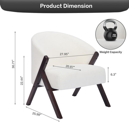 Easy Assembly Lounge Chair - Minimalist Upholstered (No Soft) Reading Side Chair Suitable for Bedroom & Living Room, Wood Frame, Compact, Easy Maintenance, Comfortable Seating
