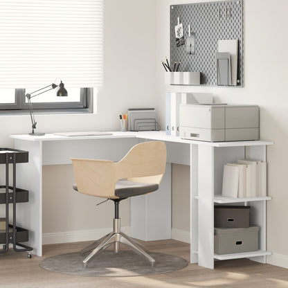 Hoekbureau – Bureau – Computerbureau – Werktafel – Wit – Ruim Werkblad – Duurzaam Gefineerd Hout