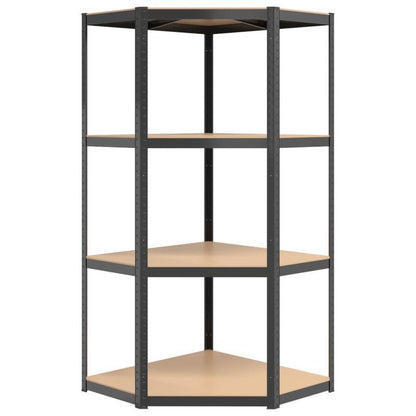 4-laagse Opbergrekken – Opbergrekken – Opbergkast – Planken – Stelling – Antraciet Industrieel Design – Heavy-Duty Stalen Frame – Houten Planken