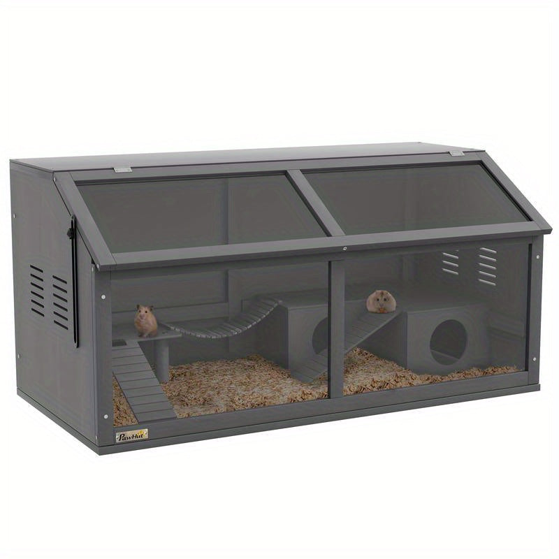 Small animal cage rodent cage, with accessories, fir wood, 100cm x 52cm x 50cm, grey, Pet Enclosure, Rodent Habitat, Wooden Cage, Natural Wood Design, Solid Wood Construction, Handcrafted Cage, Animal Enclosure, Small Pet Cag