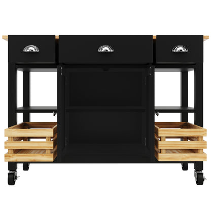 Keukentrolley – Keukenwagen – Serveerwagen – Opbergtrolley – Trolley Op Wielen – Multifunctioneel – 120x45x90 cm – Duurzaam Niet-Hout – Zwart/Wit Met Pineaftrek