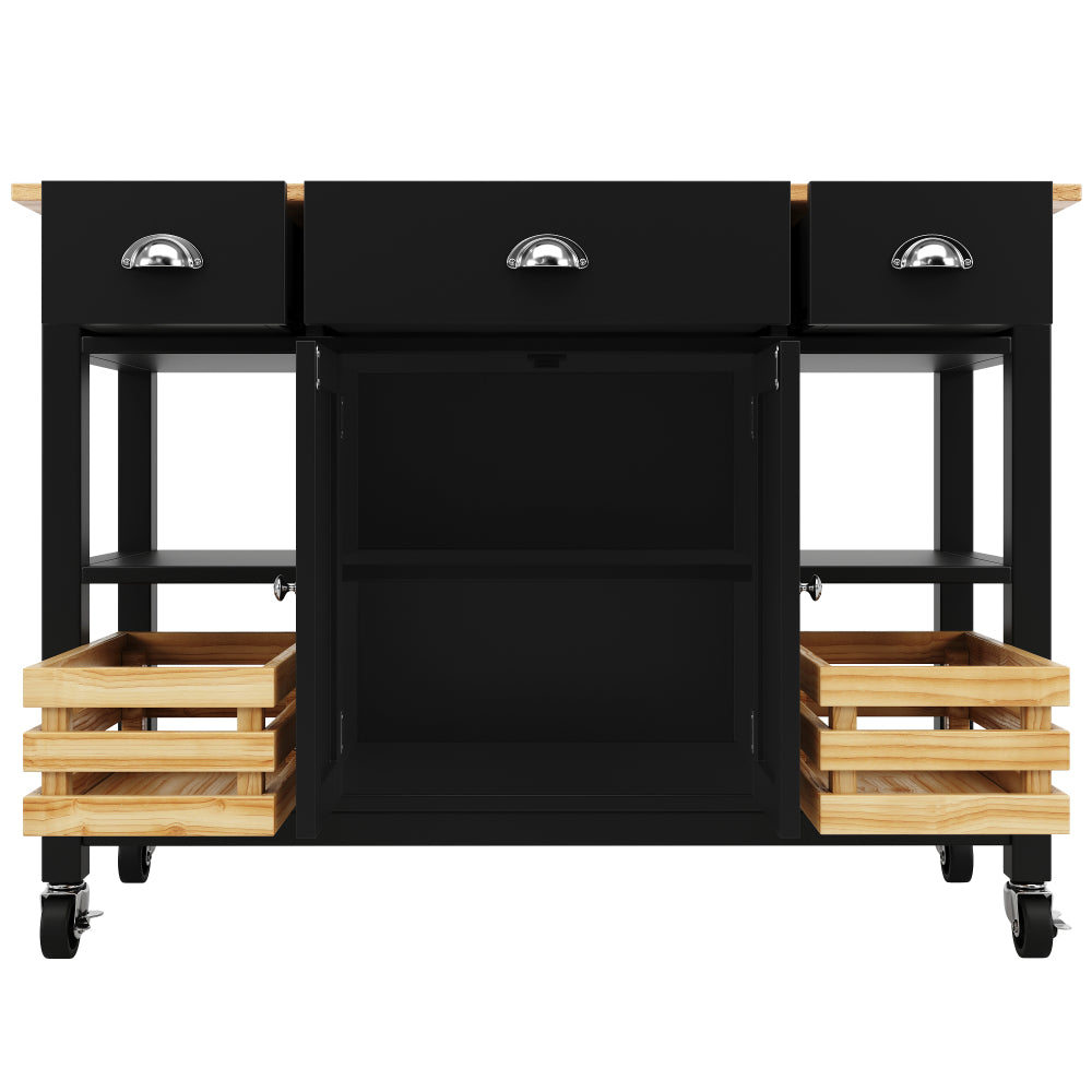 Keukentrolley – Serveerwagen – Keukenwagen – Opbergtrolley – Trolley op Wieltjes – Modern – 120x45x90 cm – Duurzaam Non-Hout – Makkelijk te Verplaatsen