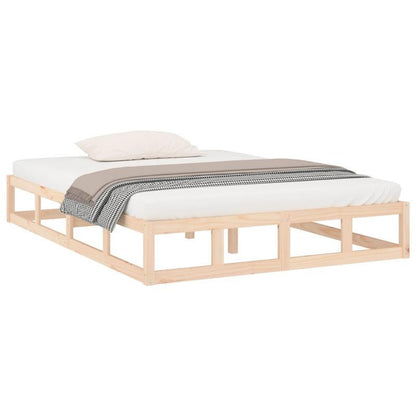 Modern Minimalist Bed Frame Queen Size (140x200cm) - Heavy-Duty Hardwood Construction, Easy Assembly, Sturdy Wooden Slats, Tool-Free Setup for Contemporary Bedrooms - Ideal for Guest Rooms & Master Suites, Simple Design Bed
