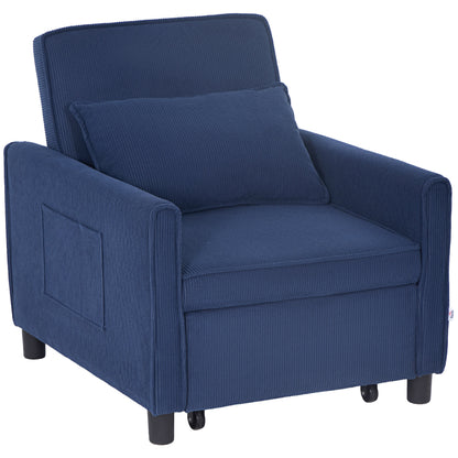Ligstoel – Slaapstoel – Relaxfauteuil – Ligbed – Opvouwbare Tuinstoel – 3-in-1 Met Verstelbare Rugleuning – Stevig Eucalyptus Hout Met Wieltjes – Blauw