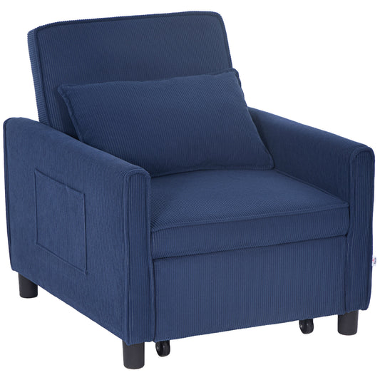 Ligstoel – Slaapstoel – Relaxfauteuil – Ligbed – Opvouwbare Tuinstoel – 3-in-1 Met Verstelbare Rugleuning – Stevig Eucalyptus Hout Met Wieltjes – Blauw