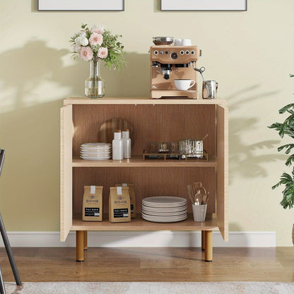 Dressoir – Sideboard – Buffetkast – Opbergkast – Kast – Hout – Compact Formaat 75x35x60 cm – Anti-Omvalbeveiliging & Veermechanisme Deuren