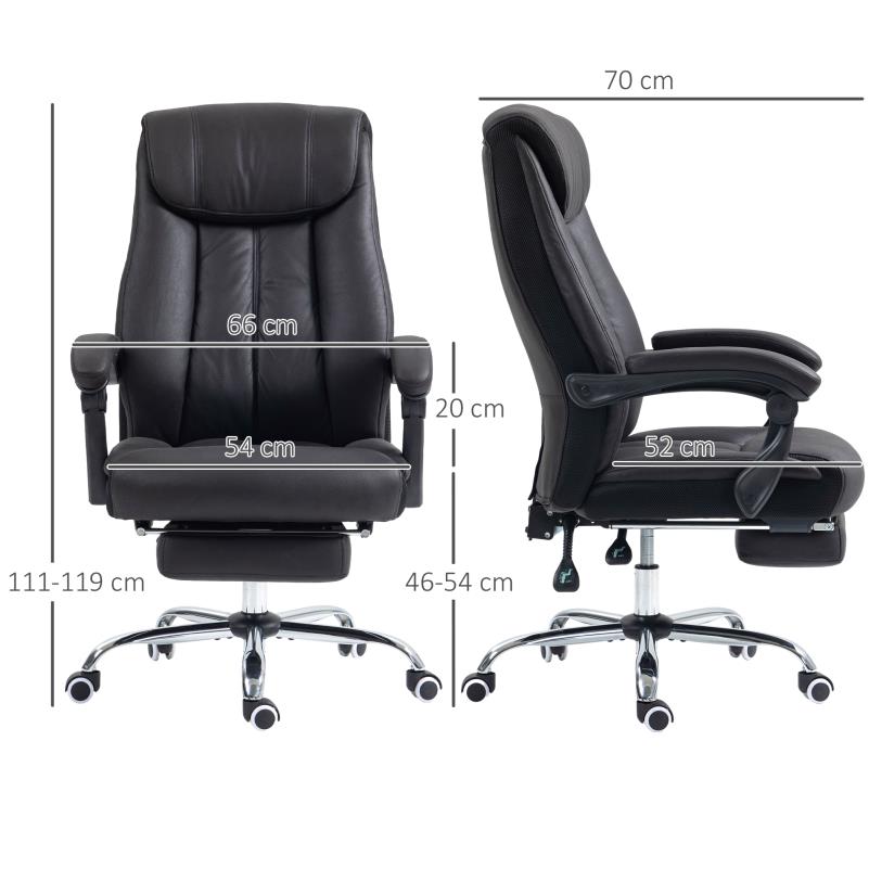 Bureaustoel – Ergonomische Stoel – Office Chair – Draaistoel – Bureaustoelen – Verstelbare Rugleuning 145° – Metalen Frame – Max. 120 kg – Zwart