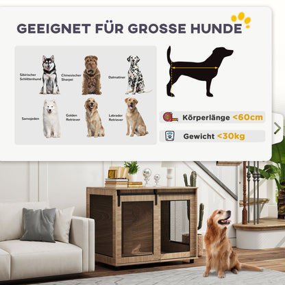 Hondenbench – Hondenhok – Dierenkooi – Hondenkooi – Reisbench – Duurzaam Spaanplaat – Schuifdeuren Met Slot – 98x60x78 cm – Lichtbruin