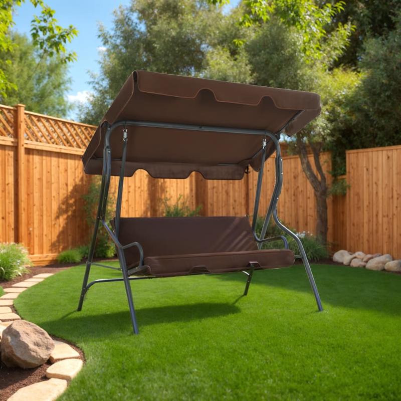 Swing Chair Coffee Brown 170x110x153 cm | Large Dimensions 170x110x153 cm · Sturdy Construction · Adjustable Seat Back · Modern Lounge Element for Gardens/Terraces