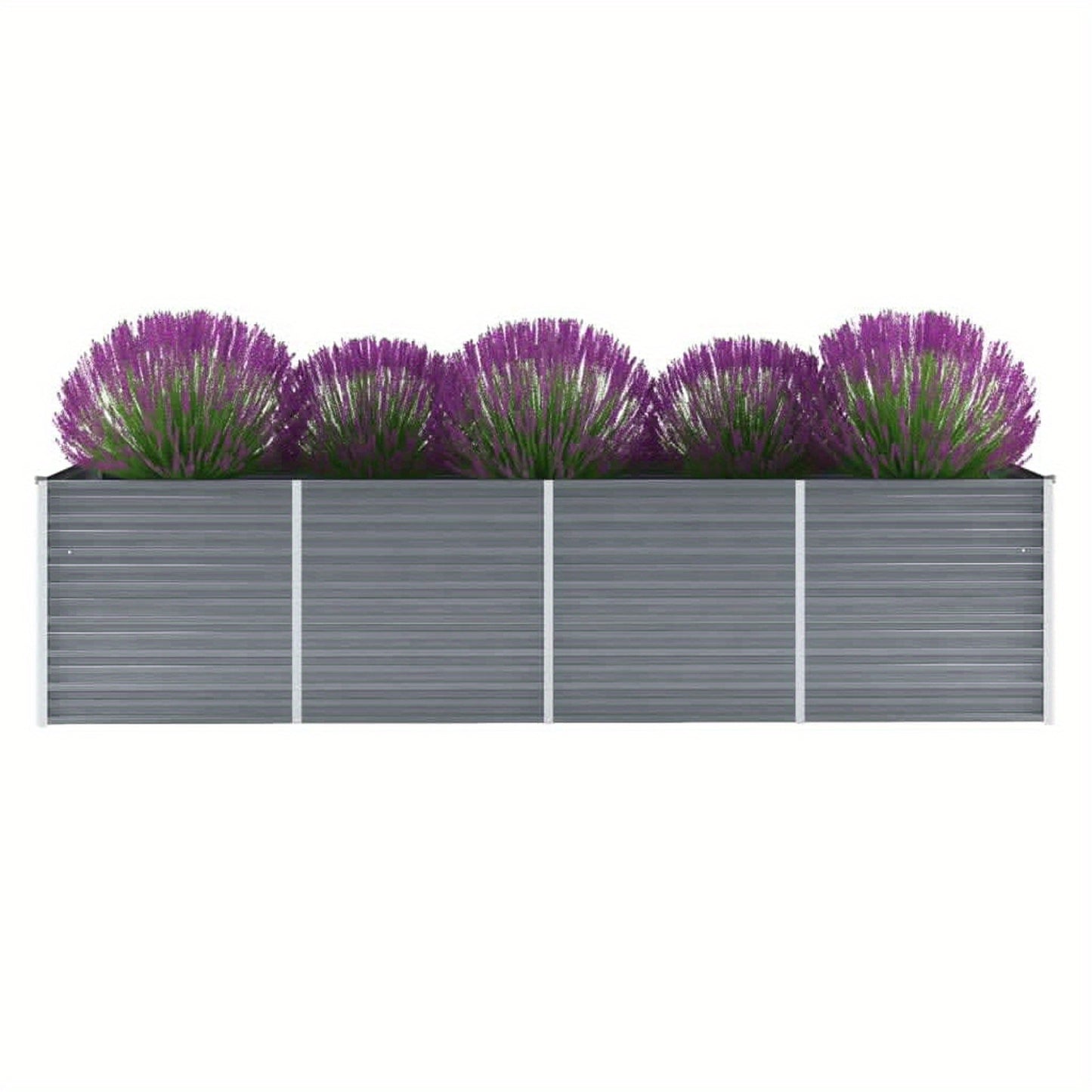 Garden Raised Bed Galvanised Steel 320x80x77 cm Grey Planter Box Outdoor, Standing Growing Bed Herb Raised Bed for Gardening, Vegetables, Flower, Backyard